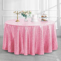 Pufogu 120" Round Pink Sequin Tablecloth Glitter White Table Cloths for Birthday Wedding Bridal Baby Shower Party Decorations by Pufogu