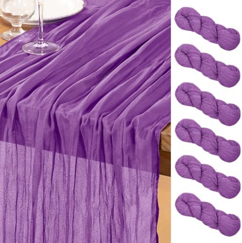 DeZerlor Dark Purple Cheesecloth Table Runners 6 Pack Fall Runners by DeZerlor