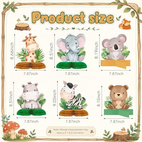 Gueevin 10 Pcs Safari Honeycomb Centerpieces for Baby Shower, Cute Animals - Image 2