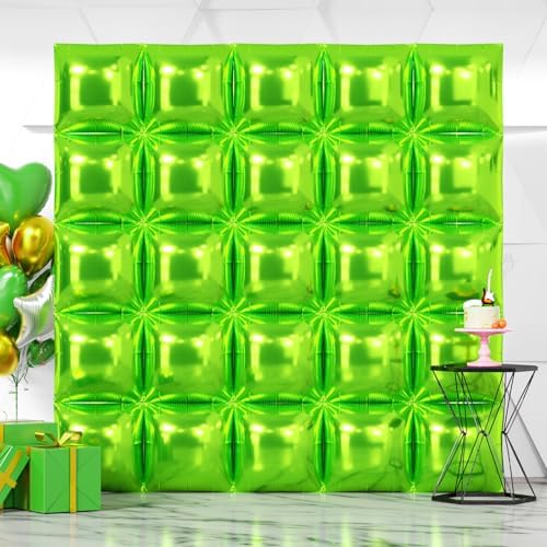 NISOCY 25PCS Metallic Neon Light Green Square Foil Balloons Wall Backdrop by NISOCY