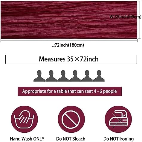35x72 Inch Burgundy Cheesecloth Table Runner Fall Wedding Party Home Decor - Image 2