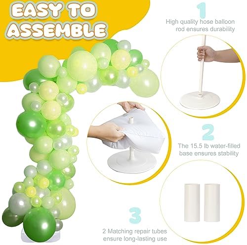 AerWo Balloon Arch Kit Balloon Arch Stand with Base, 9.35Ft & 6Ft High Free Bending Half Arch Balloon Stand for Wedding Birthday Party Baby Shower Yard Lawn Christmas Decorations - Image 5