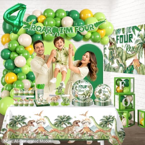 288pcs Roar Im 4 Dinosaur Party Decorations, All-in-One Set, 25 Guests - Image 6