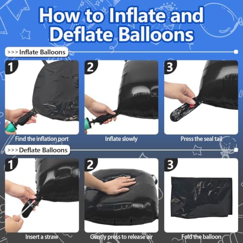 NISOCY 36PCS Black and Blue Square Foil Balloons Wall Backdrop - Image 3