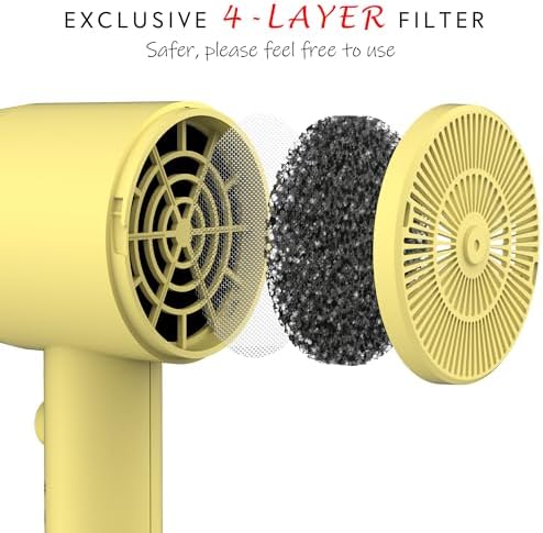 AINA Hair Dryer with Diffuser,Comb Full-Featured Blow Dryer 110V(Yellow) - Image 2
