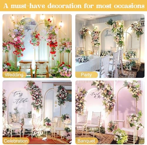 Fivenl Arch Backdrop Stand 6FT, 5FT, 4FT Set of 3 Gold Wedding Arch Stand Balloon Arch Stand Stable Metal Arch Backdrop Frame for Wedding Ceremony Birthday Party Bridal Baby Shower Banquet Decoration - Image 7