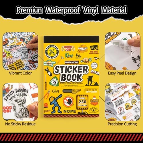 250+ Hard Hat Stickers for Adults - Funny Sticker Book for Water Bottle, Helmet, Cars, Tool Box, Truck, Motorcycle, Cooler, Laptop - Blue Collar Cool Fun Hardhat Stickers Gifts for Men, Waterproof - Image 4