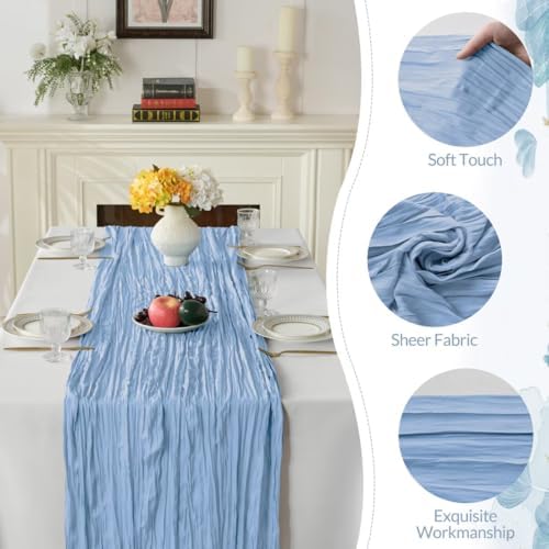 6 Pack Blue Cheesecloth Table Runner 35"×120" Gauze Fabric Table Runner - Image 6