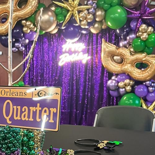 Purple Sequin Backdrop Curtain 4 Pcs 2ftx8ft Sparkly Glitter Wedding Party Photography Background Drapes for Birthday Prom Decoration Christmas Party Decoration - Image 2