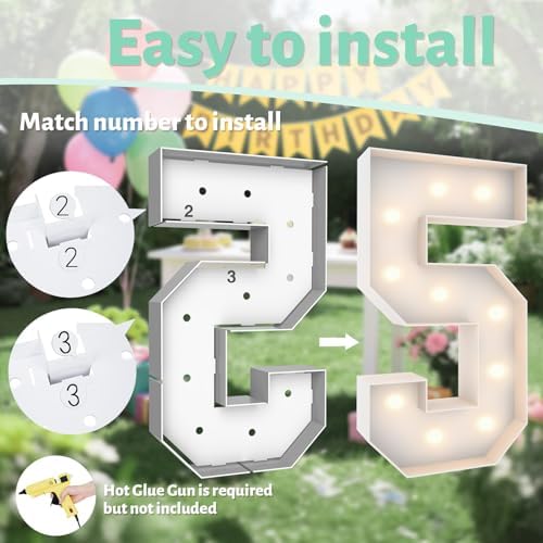 3FT Marquee Light Up Number 5, 10 bulbs with Water Bag, Pre-cut for Party - Image 4