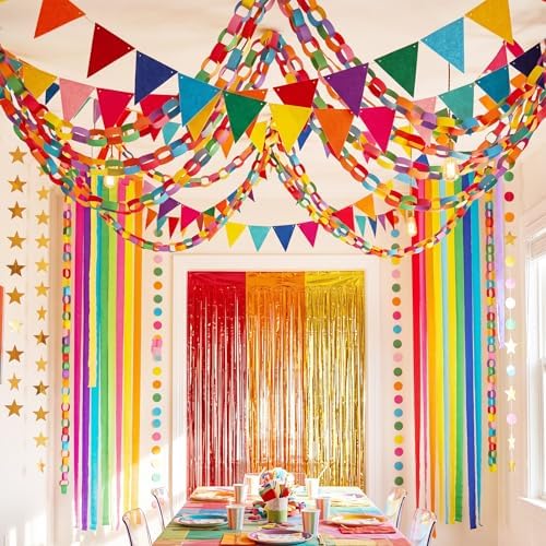 Rainbow 574 ft Crepe Streamers Paper Chains Garland - Image 4