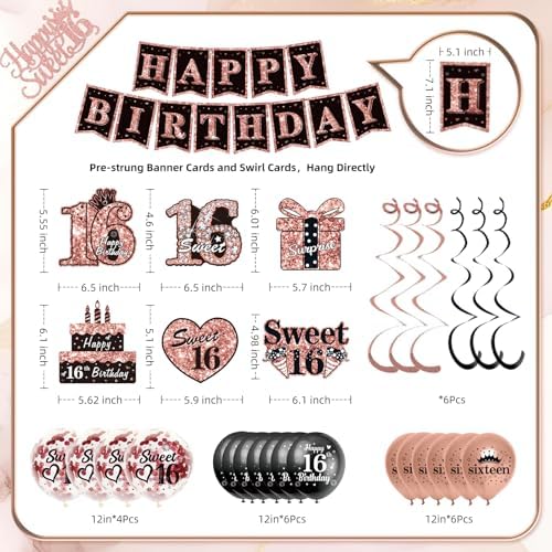 50Pcs Sweet 16 Birthday Party Decorations for Girls,Pre-Assembled Party Set - Image 6