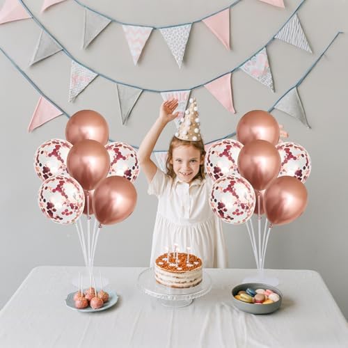 6 Set Balloon Stand Kit for Table Centerpieces With Balloon and Base Party Decorations for Birthday Wedding Retirement Graduation Baby Shower (Rose Gold) - Image 4