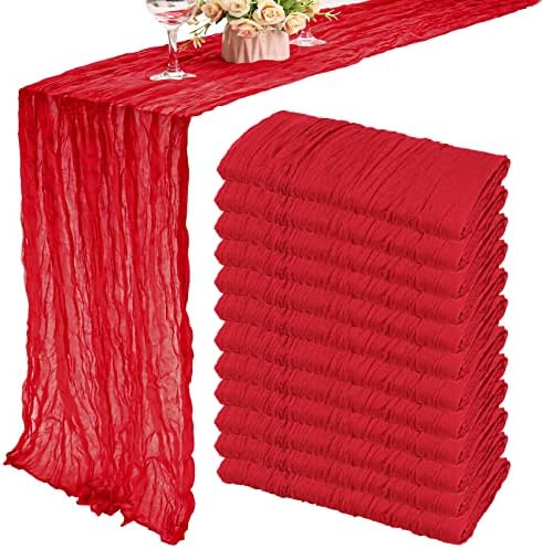 35x120 Inch Red Cheesecloth Table Runner Christmas Valentine Wedding Decor by Fivenl