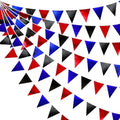 Navy Blue Red Black Party Decorations Metallic Fabric Triangle Pennant Banner Flag Bunting Garland for Graduations Birthday Retirement 4th of July USA Patriotic Veterans Party Decorations Supplies by pinkblume