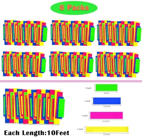 60feet UV Neon Paper Garland Stripe Neon Streamers Black Light Neon DecorationsGlow Party UV Reactive Neon Party Favors Glow in The Dark Party Supplies and Decorations for Wedding Birthday Banners - Image 7