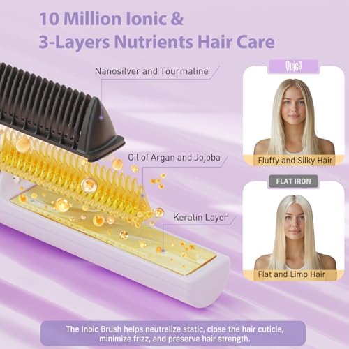Quico Hair Straightener Brush, 100-240V Dual Voltage Straightener Brush - Image 3
