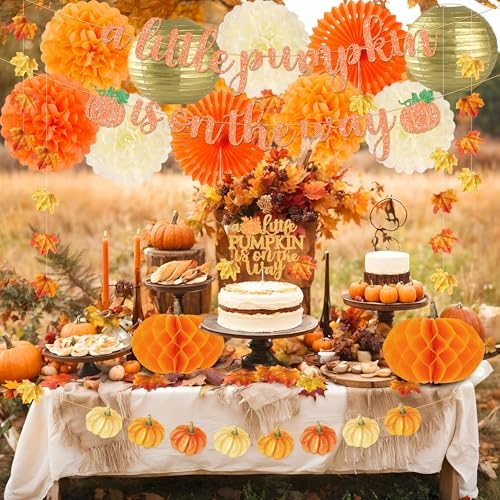 Kriyokiaa Little Pumpkin Baby Shower Decorations, 71 Pcs Fall Set - Image 4