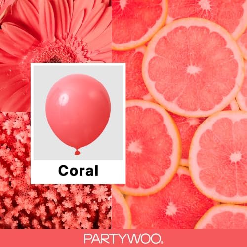 PartyWoo Coral Balloons 50pcs Pastel Red Coral Pink Color 12 Inch - Image 2