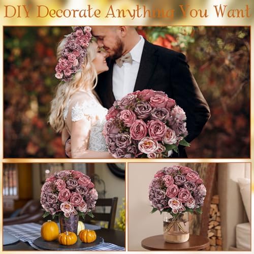 Geosar 16 Bundles Artificial Peonies Flowers,Plum Purple - Image 6