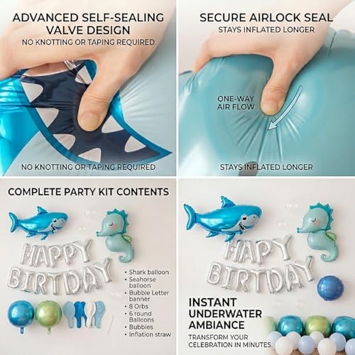 41 PCS Happy Birthday Under the Sea Foil Balloon Party Decorations Kit for Kids Birthday, Sea Animal Ocean Theme All-In-One Party Supplies with Birthday Banner for Boys Girls Kids - Image 6