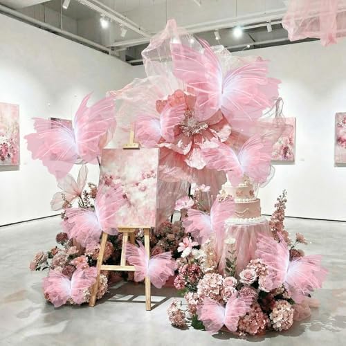 10 Pcs 24'' 20'' 12'' Large Gradient Pink Pearl Butterfly Decoration 3 Size - Image 6