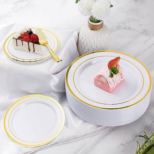Goodluck 150 Pieces Gold Disposable Plates for 25 Guests - Image 6