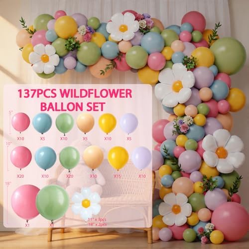 Baby In Bloom Baby Shower Decorations, 175Pcs All in One Set Wildflower Baby Shower Decorations Boxes Banner Backdrop Tablecloth Cake Topper Balloon Sash for Floral Baby in Bloom Shower Party Girls - Image 4