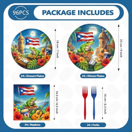 96Pcs Puerto Rico Party Decoration for Puerto Rican Celebrations, Serves 24 - Image 5