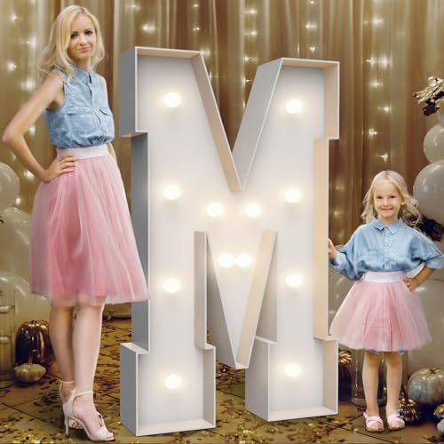 4FT Light Up Marquee Letter M - Large Foam Board Mosaic Kit by Teebloom