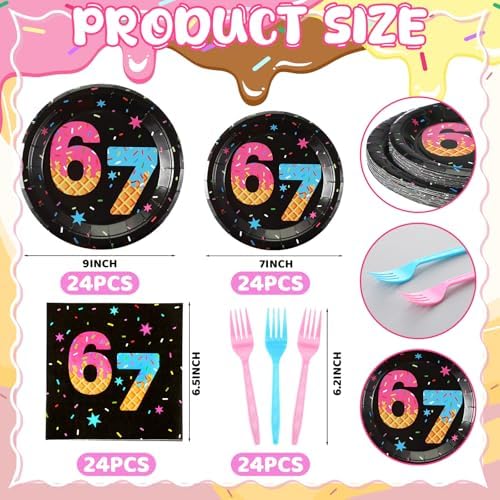 Hushee 96 Pcs 67 Birthday Plates and Napkins Party Decoration, Blue Pink - Image 2