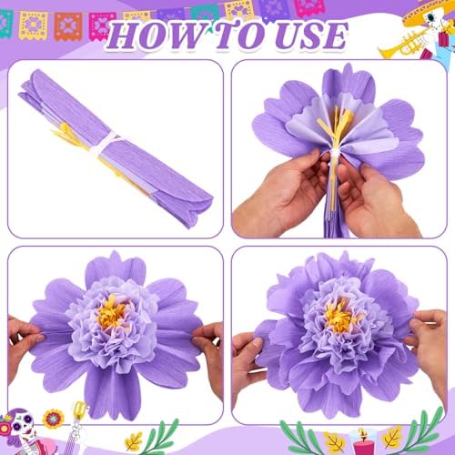 SUNBEAUTY Large Paper Flowers Giant Fiesta Tissue Paper Flowers Decorations for Wall 12 Inch Colorful Mexican Flowers for Summer Birthday Wedding Backdrop Bridal Shower Tropical Luau Carnival Party - Image 4