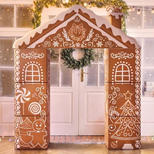 Bucherry 7 Pcs Gingerbread House Decor Christmas Cardboard Playhouse - Image 5