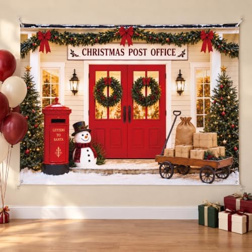 Christmas Backdrop, Post Office Winter Photography Background, 8x6ft - Image 5