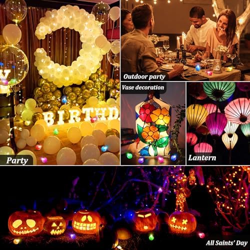 50pcs Balloon Lights Mini LED Lights Round Long Standby Time Ball Lamps for Paper Lantern Birthday Party Christmas Halloween Decoration Warm White Plastic Waterproof - Image 6