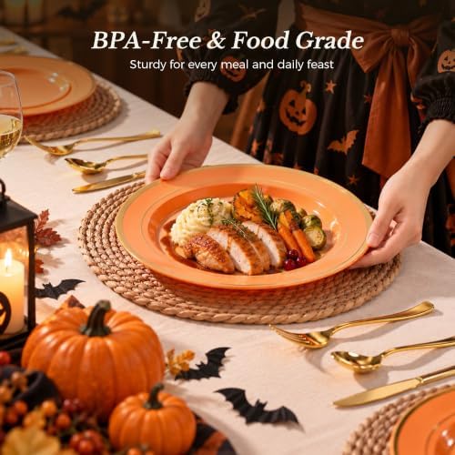 BESTVIP 200PCS Orange with Gold Plastic Plate - Image 2