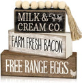 Moucuny 4 Pcs Farm Fresh Farmhouse Table Decor Rustic Stacked Wooden Sign by Moucuny