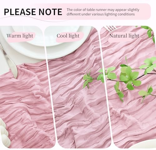10 Pack Light Pink Cheesecloth Table Runner, 17x108 Inch Semi Sheer Boho Gauze Cheese Cloth Fabric Table Runners for Wedding Party Baby Shower Birthday Garden Farmhouse Table Decor - Image 6