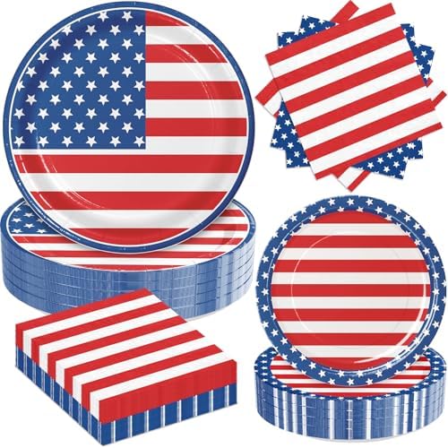 180pcs 4th of July Plates and Napkins Party Supplies,Serves 60 by Dhnvcud
