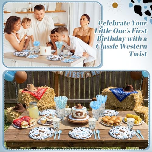 450 Pcs My First Rodeo Birthday Tableware Set, Serve 50, Blue - Image 5