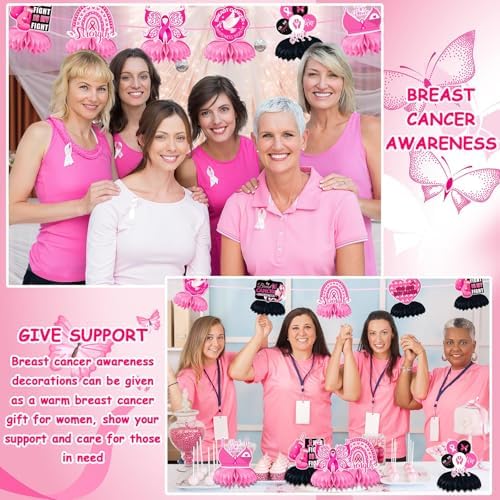 JULMELON 8PCS Breast Cancer Awareness Decorations, Pink Ribbon Centerpieces - Image 6