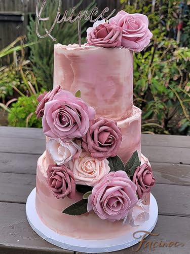 FACINOC Roses Artificial Flowers Pink Bouquets Box Set for DIY Bridal Wedding Shower Decorations Fake Floral Arrangements for Party Table Centerpieces Home Decor Indoor Outdoor Dusty Blush 19pcs - Image 3