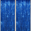 DECOCKRAT 2 Pack Foil Fringe Backdrop - Royal Blue Shiny Tinsel Curtains for Party Decoration/Photo Booth Props - 3.3x6.6 FT Metallic Foil Backdrop for Birthday, Wedding, Graduation, Christmas. by DECOCKRAT