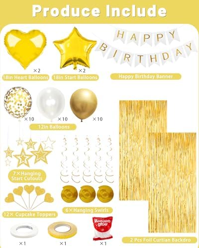 Golden Happy Birthday Party Decorations with Banner Balloons for Men Boys - Image 4