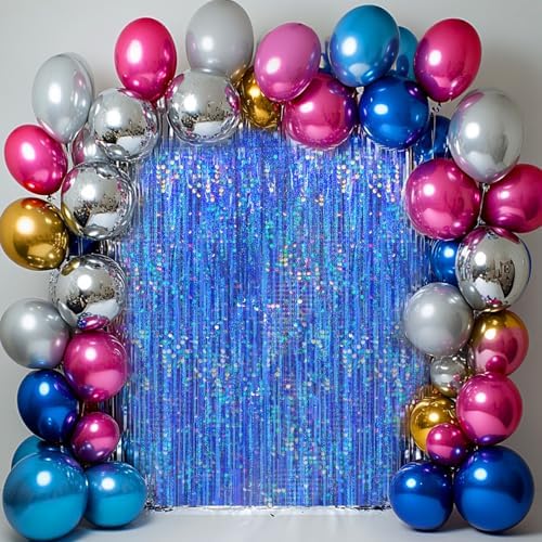 4 Packs Blue Foil Fringe Curtain, Navy Blue Metallic Tinsel Backdrop for Birthday, Wedding, Baby Shower, Bachelorette, Graduation, Galaxy Space Party Decorations Supplies - Image 7