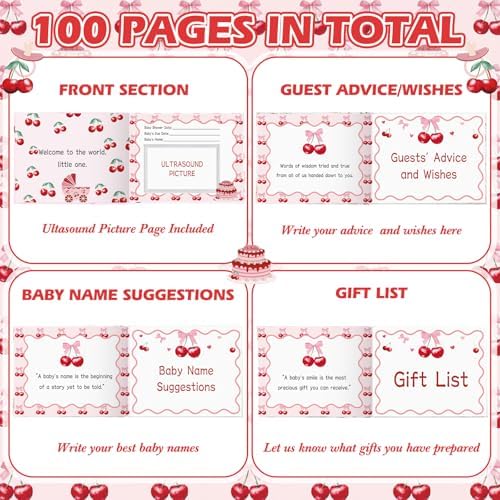 Fuyoooo 27 Pcs Cherry Sign in Guest Book Set with Gold Pen Table Cards - Image 4