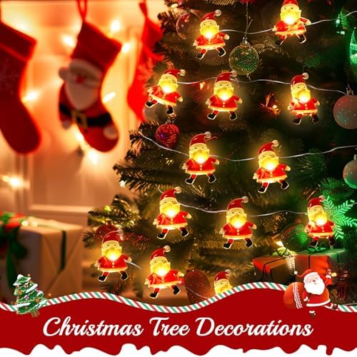 Coquimbo Christmas Decorations Indoor Lights, 10FT 30 LED Christmas Santa Claus Fairy String Lights Battery Operated for Xmas Tree Party Festive Holiday Cute Room Decor - Image 4