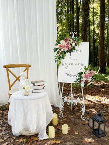 Odouzy Pack of 2 Wedding Arch, Artificial Flowers, Wedding Decor，Flower Garland Be Suited to Banquet, Party, Reception Entrance Welcome Sign and Background Decoration (Dusty Pink)… - Image 3