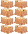 Fovths 8Pcs Luau Grass Table Skirt, Reddish Golden Brown, 9 Ft x 29.5 in by Fovths