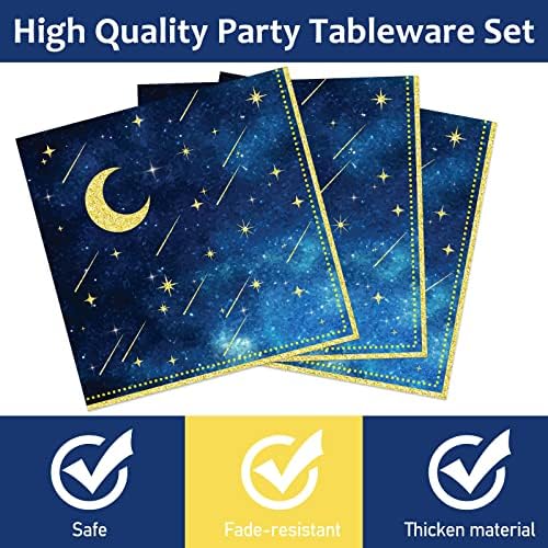 chiazllta 96 Pcs Starry Night Plates and Napkins Party Supplies Sweet theme Tableware Set Galaxy Party Decorations Favors for Outer Space Birthday Baby Shower Serves 24 Guests - Image 4
